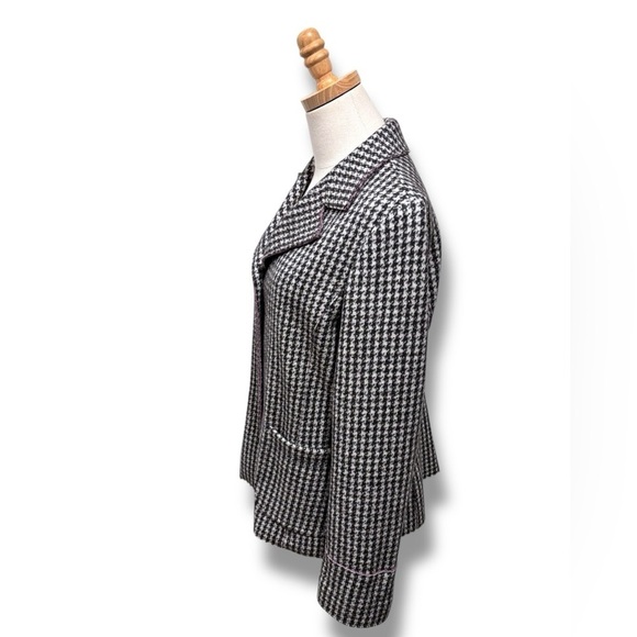 MaxMara Weekend Wool Cashmere Houndstooth Brown  Double Breasted Blazer Coat - Picture 4 of 13